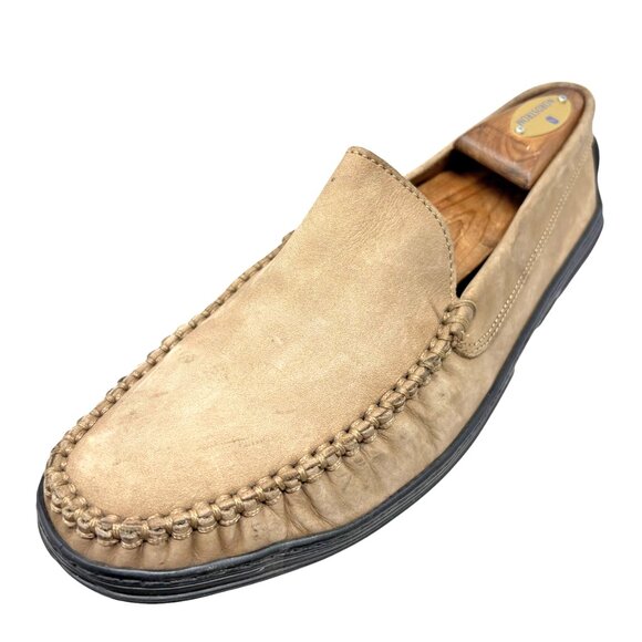 Brooks Brothers Mens Taupe Nubuck Moc Toe Slip On Casual Loafers - Picture 2 of 11